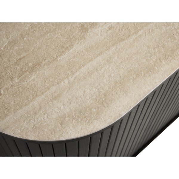 Komoda s keramickou doskou s posuvnými dverami v tmavo prírodnej farbe 165x76x45 cm Enna – Unique Furniture-image-4