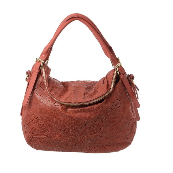 Tehlovočervená kožená kabelka Tina Panicucci Promo