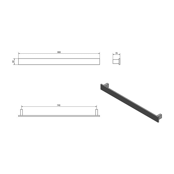 Matne čierny nástenný držiak na uteráky Patron – Sapho-image-3