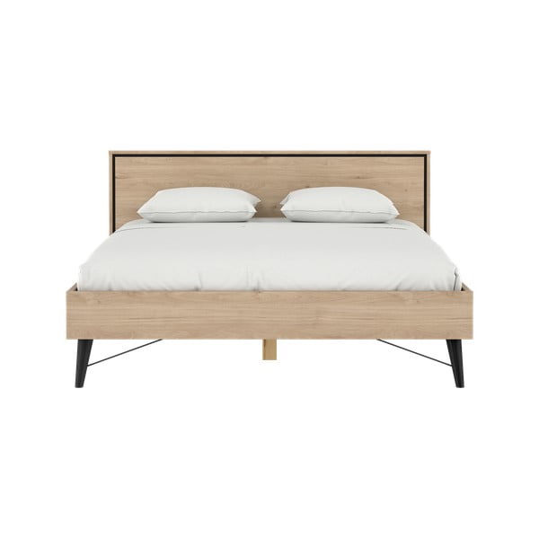Dvojlôžková posteľ v dekore duba s roštom 160x200 cm v prírodnej farbe Ry – Tvilum-image-4