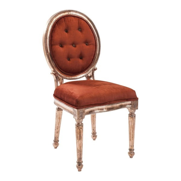 Červená stolička s rámom vo farbe medi Kare Design Louis
