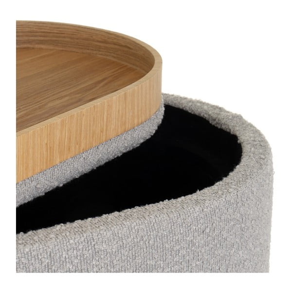 Svetlosivý taburet z textílie buklé – Casa Selección-image-1