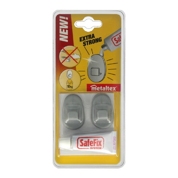 Set 2 ks háčikov a lepidla Metaltex Grey-image-2