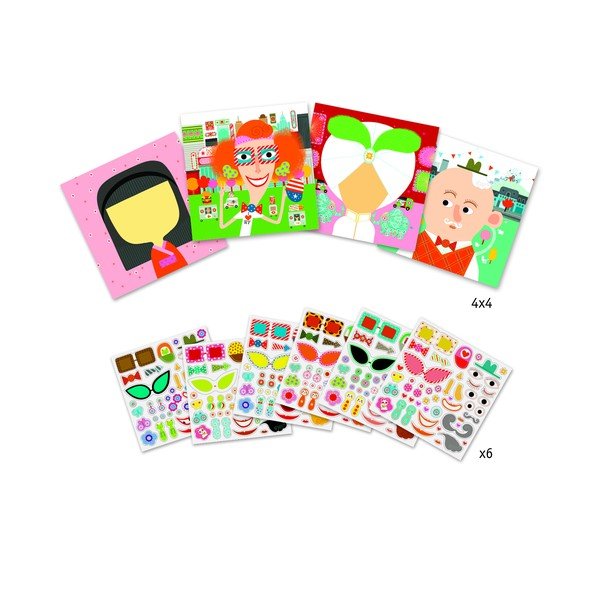 Set obrázkov so samolepkami Djeco Faces-image-1