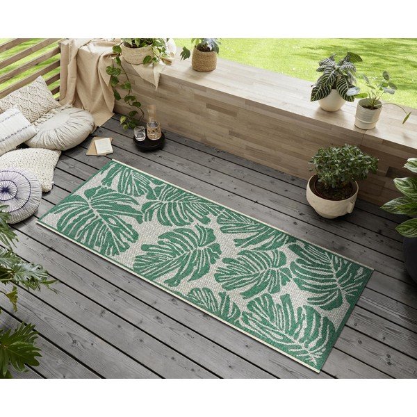 Zeleno-béžový vonkajší behúň NORTHRUGS Monstera, 70 x 200 cm-image-1
