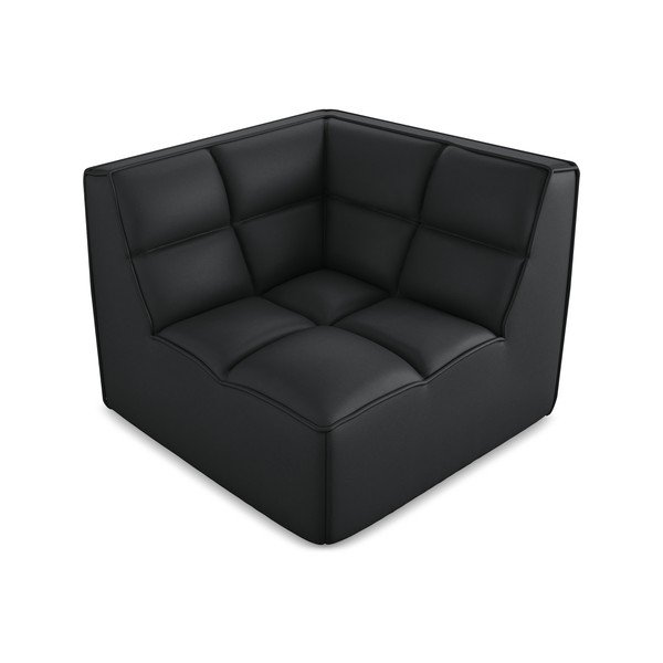 Čierny modul pohovky z imitácie kože Kalai – Makamii-image-1