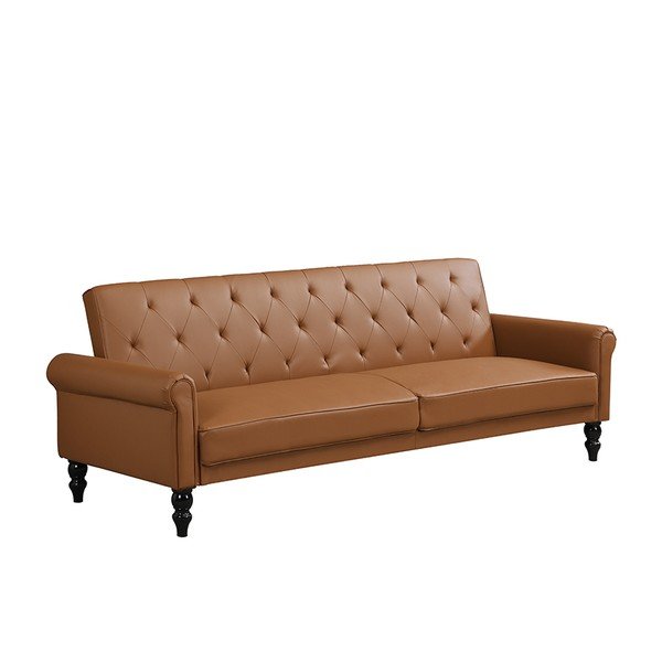 Koňakovohnedá polohovacia/rozkladacia pohovka z imitácie kože 222 cm Tyne – Støraa-image-2