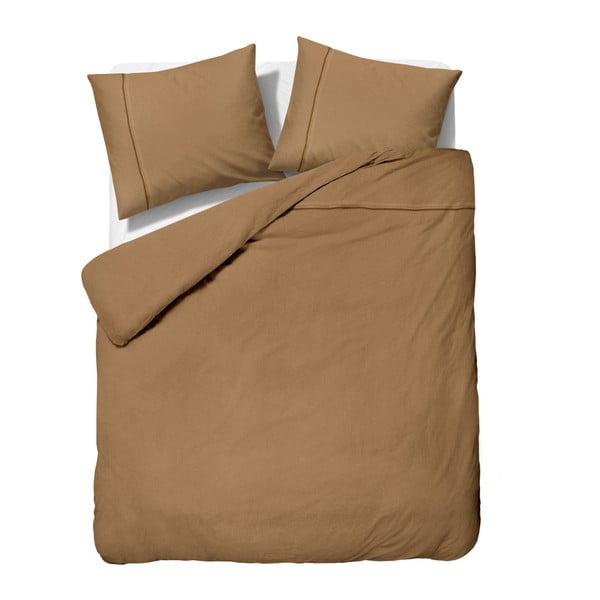 Hnedé obliečky z mikroperkálu na dvojlôžko Sleeptime Montesito, 200 × 200 cm