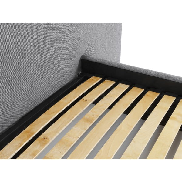Sivá čalúnená dvojlôžková posteľ s úložným priestorom a roštom 180x200 cm Walter – Milo Casa-image-4