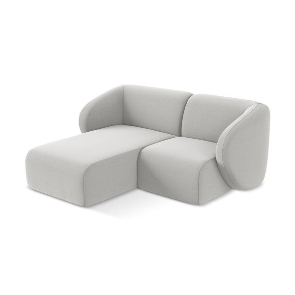 Svetlosivá zamatová rohová pohovka (ľavý roh/s leňoškou) Lani – Makamii-image-2