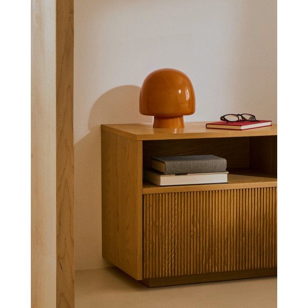 Oranžová stolová lampa so skleneným tienidlom (výška 20 cm) Reig – Kave Home-image-4