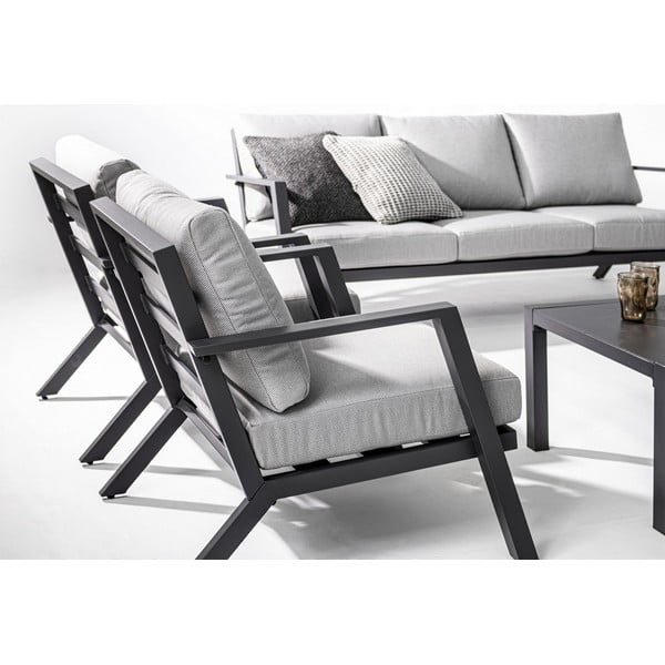 Sivý hliníkový záhradný lounge set pre 4 Harley – Bizzotto-image-4