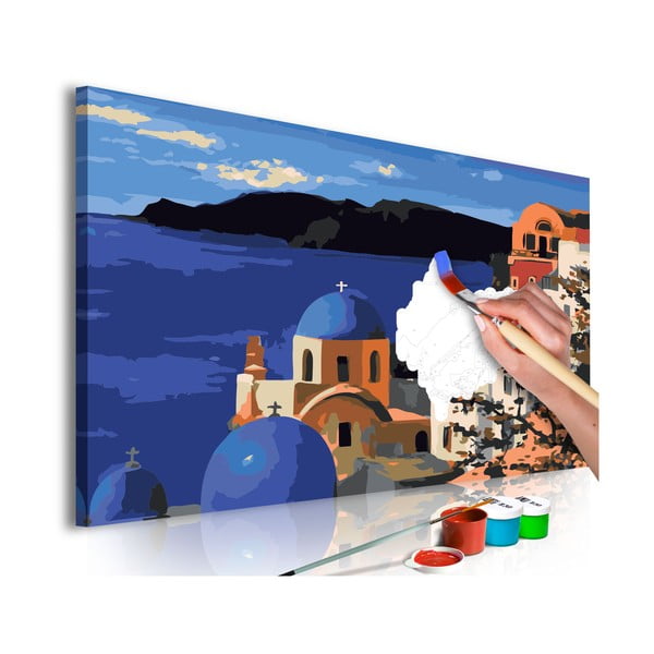 DIY set na tvorbu vlastného obrazu na plátne Artgeist Santorini, 60 × 40 cm