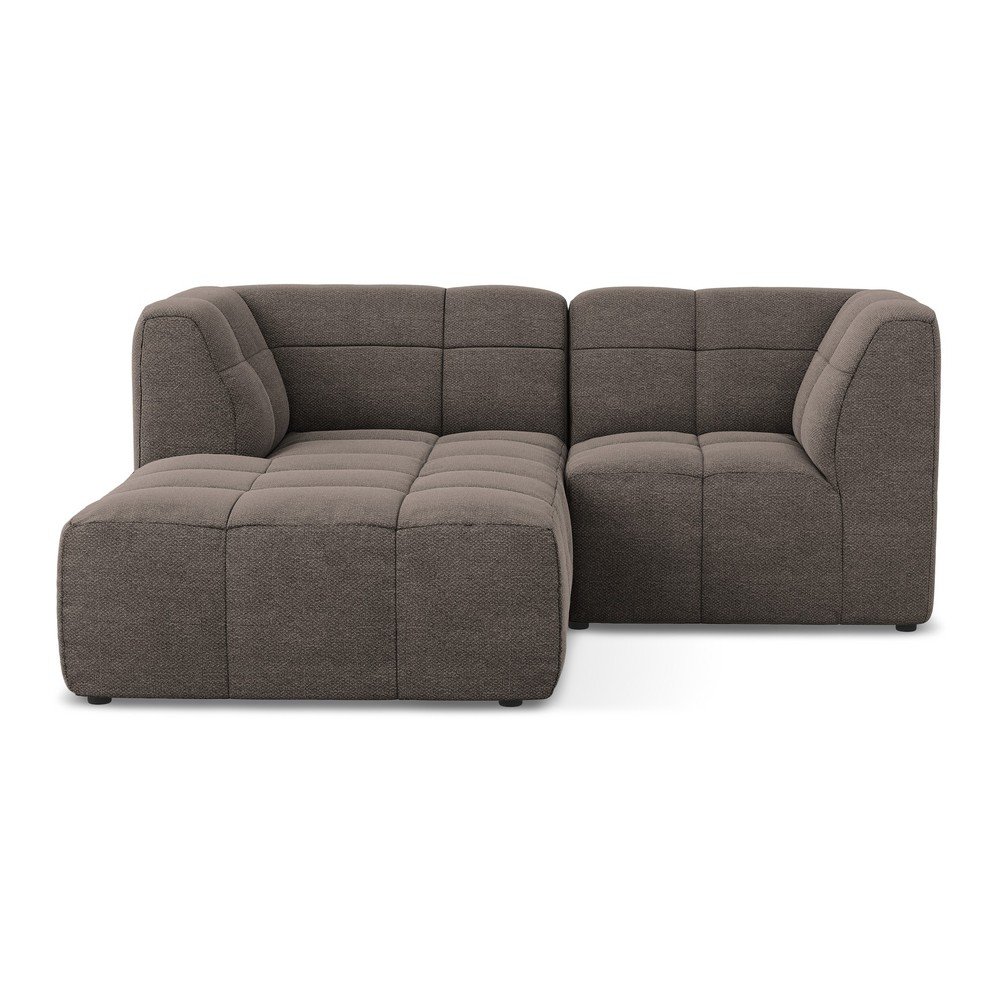 Hnedá rohová pohovka z textílie buklé (ľavý roh/s leňoškou) Aloha – Makamii