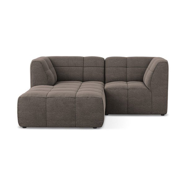 Hnedá rohová pohovka z textílie buklé (ľavý roh/s leňoškou) Aloha – Makamii