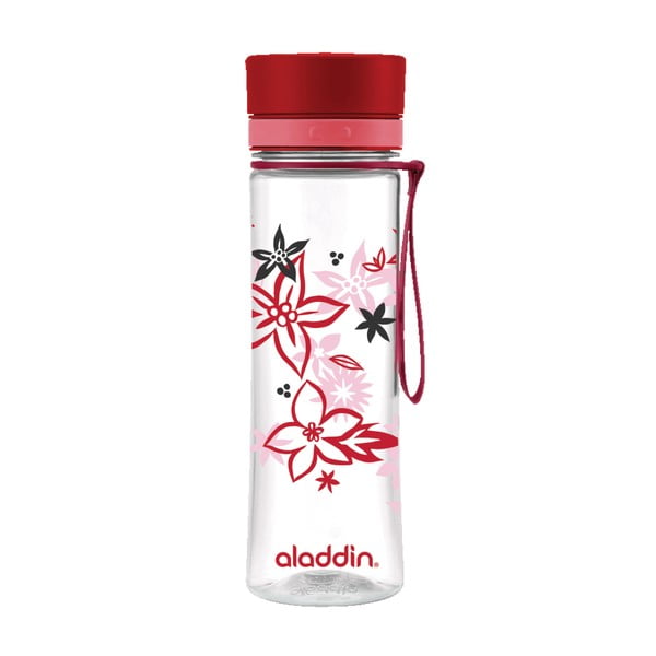 Fľaša na vodu s červeným viečkom a potlačou Aladdin Aveo Bloom, 600 ml
