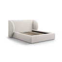 Svetlosivá čalúnená dvojlôžková posteľ s úložným priestorom s roštom 160x200 cm Miley – Micadoni