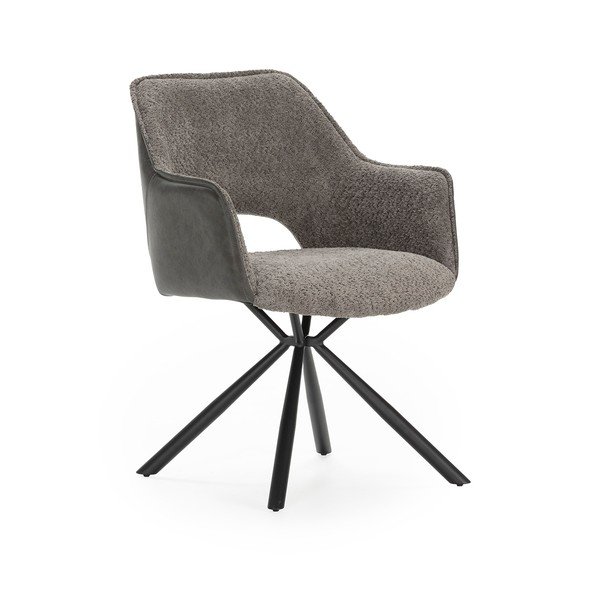 Sivé čalúnené jedálenské kreslá v súprave s podrúčkami 2 ks Mariel – Marckeric