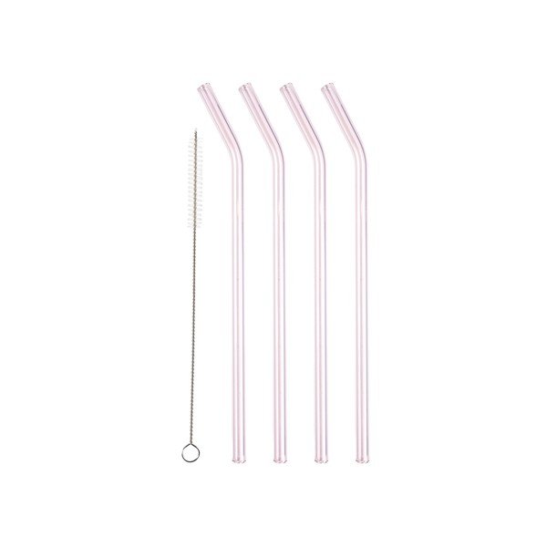 Sklenené slamky v súprave 4 ks s čistiacou kefkou – Lyngby Glas