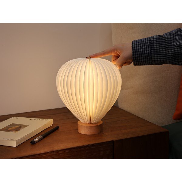 Biela LED stolová lampa so stmievačom s papierovým tienidlom (výška  20 cm) Aeris – Gingko-image-4