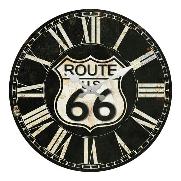 Sklenené hodiny Route 66, 34 cm