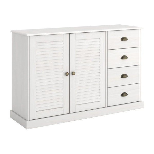 Biela komoda z borovicového dreva 125x80x38 cm Edith – Støraa-image-4