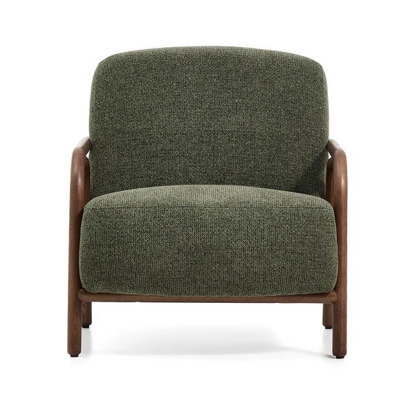 Tmavozelené ženilkové kreslo Sylo – Kave Home-image-2