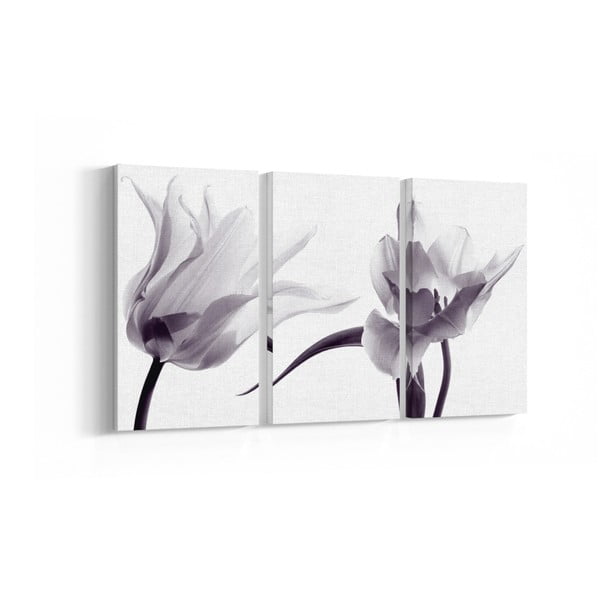 Sada 3 obrazov Grey Flower, 20 × 40 cm