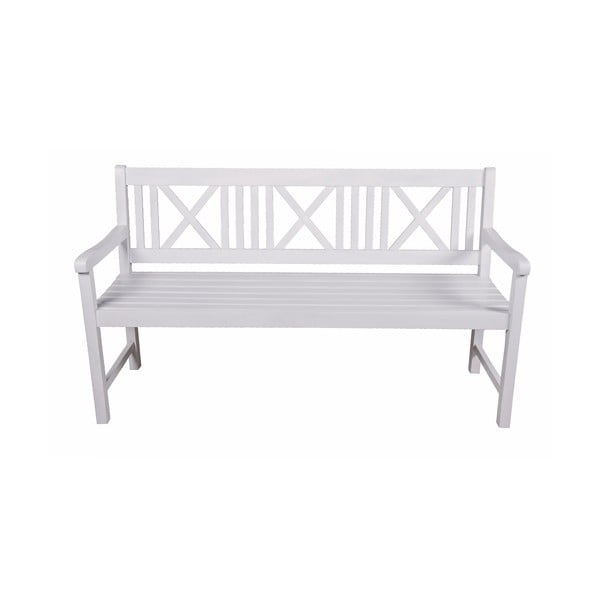 Biela drevená záhradná lavica Malmö – Garden Pleasure-image-1