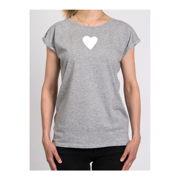Dámske sivé tričko z organickej bavlny s motívom Spolu od Lény Brauner & IM Cyber pre KlokArt, veľ. S