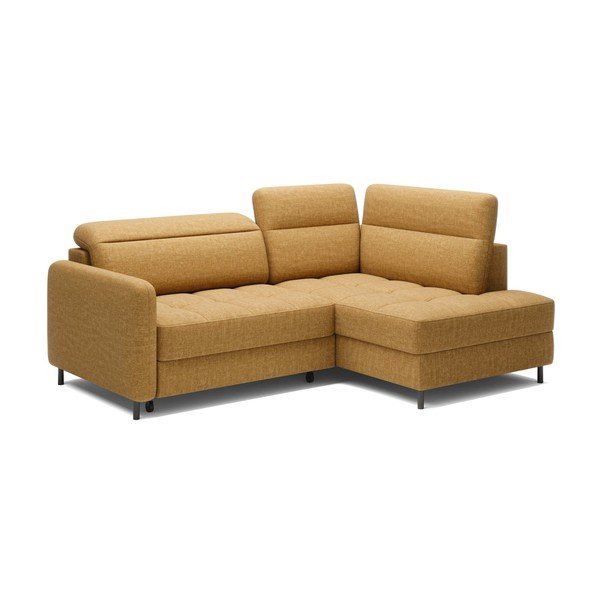 Žltá zamatová rozkladacia/s úložným priestorom rohová pohovka (pravý roh/do L) Barea – ELTAP-image-2