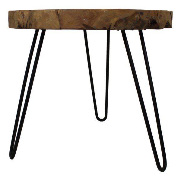 Odkladací stolík s doskou z teakového dreva HSM Collection Helen, ⌀ 55 cm-image-1