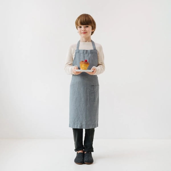 Detská modrá ľanová zástera Linen Tales Regular, 67 x 57 cm-image-1