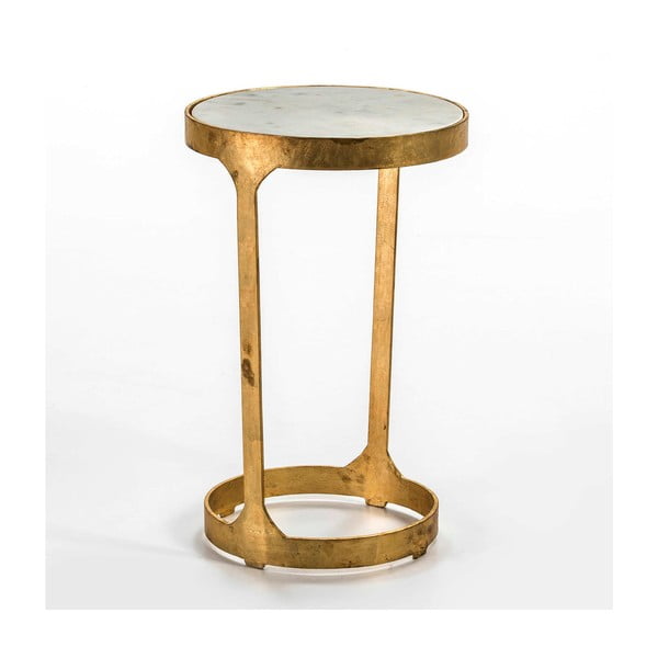 Odkladací stolík v zlatej farbe s mramorovou doskou Thai Natura, ∅ 36 cm