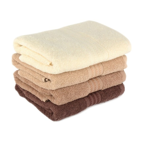 Súprava 4 hnedých bavlnených uterákov Foutastic Home, 50 × 90 cm-image-1