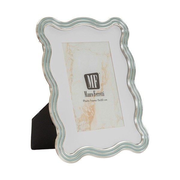 Svetlomodrý/v striebornej farbe kovový/sklenený stojací rámček 17,5x22,5 cm Elizabeth – Mauro Ferretti