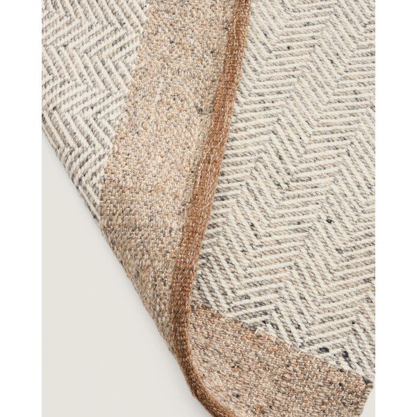 Béžový obojstranný/ručne tkaný vlnený behúň 80x200 cm Nifelia – Kave Home-image-4