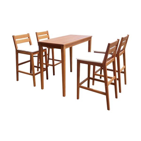 Záhradný barový set z eukalyptového dreva v prírodnej farbe pre 4 Maine – Garden Pleasure-image-1