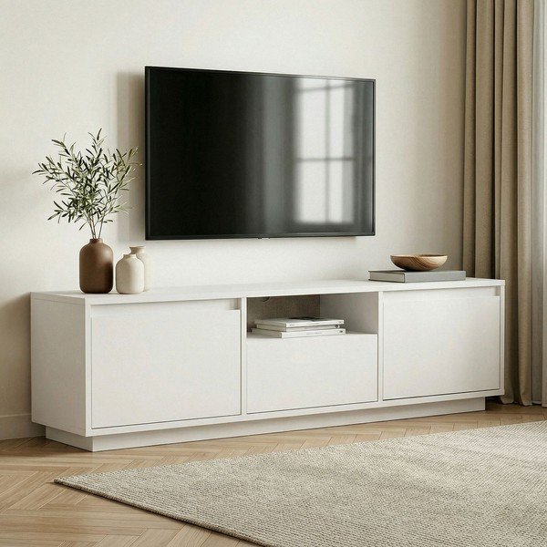 Biely TV stolík 160x42x30 cm Sentinel – Kalune Design-image-1