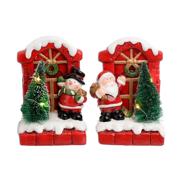 Sada 2 vianočných keramických dekorácií InArt Santa Snowman