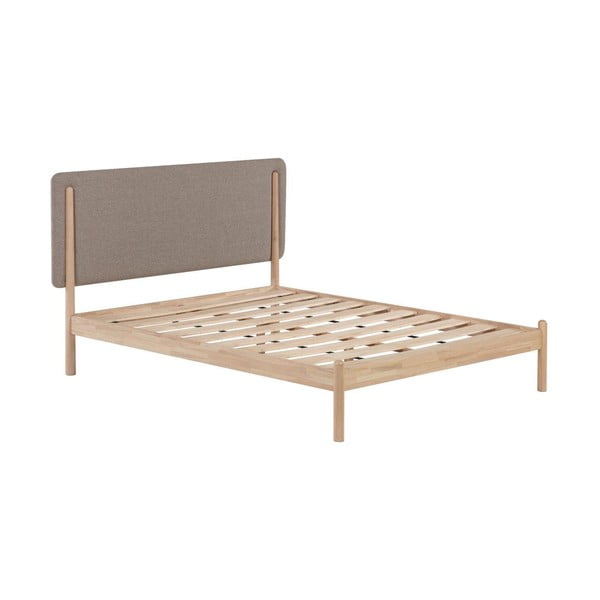 Dvojlôžková posteľ z kaučukového dreva s roštom v sivo-prírodnej farbe 160x200 cm Shayndel - Kave Home-image-2