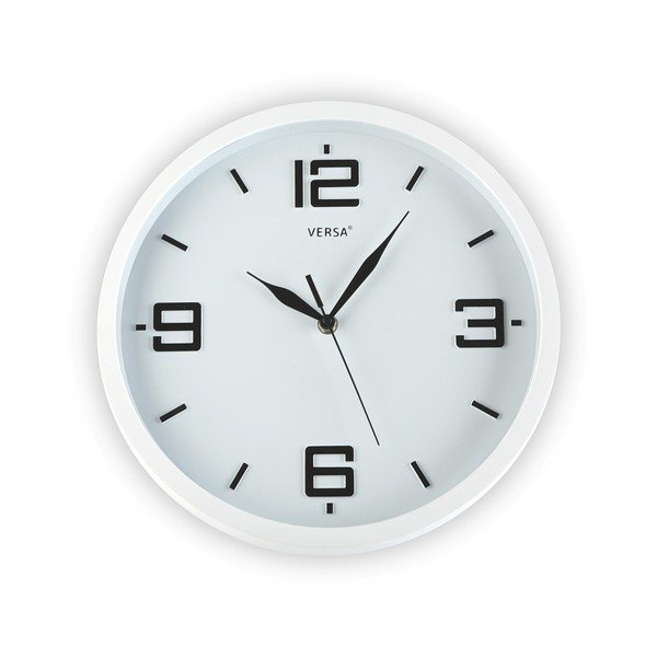 Čierno-biele nástenné hodiny Versa Basic Wall Clock, 30 cm