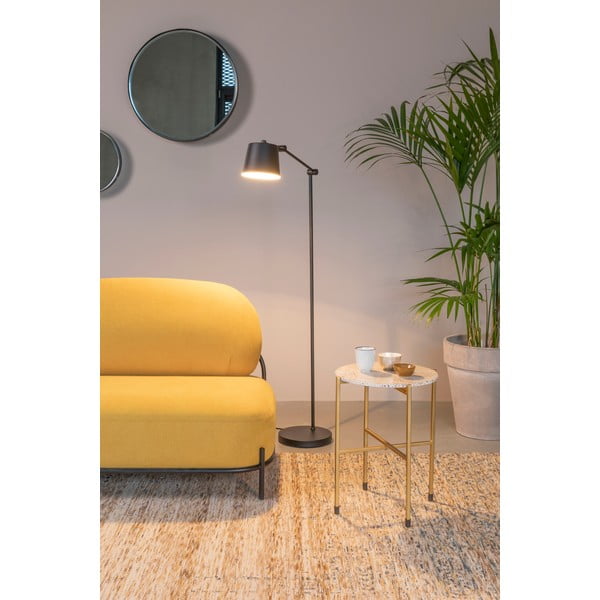 Čierna stojacia lampa s kovovým tienidlom (výška 135 cm) Hajo – White Label-image-4