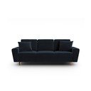 Tmavomodrá zamatová rozkladacia/s úložným priestorom pohovka 235 cm Kyoto – Cosmopolitan Design
