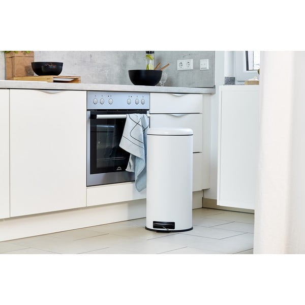 Biely nášľapný oceľový odpadkový kôš 30 l Leman – Wenko-image-1