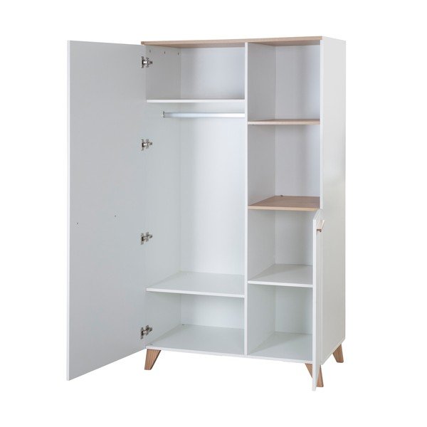 Biela detská šatníková skriňa v dekore duba 52x180x180 cm Léon – Roba-image-4