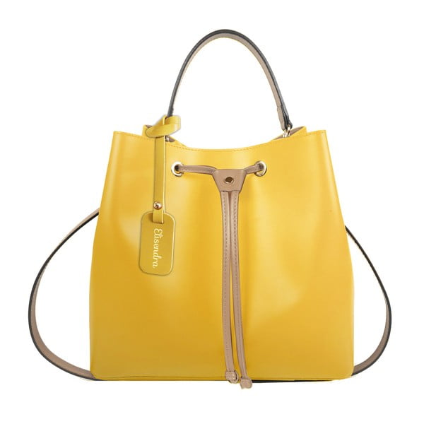 Žltá kožená kabelka s béžovým detailom Maison Bag Lexy