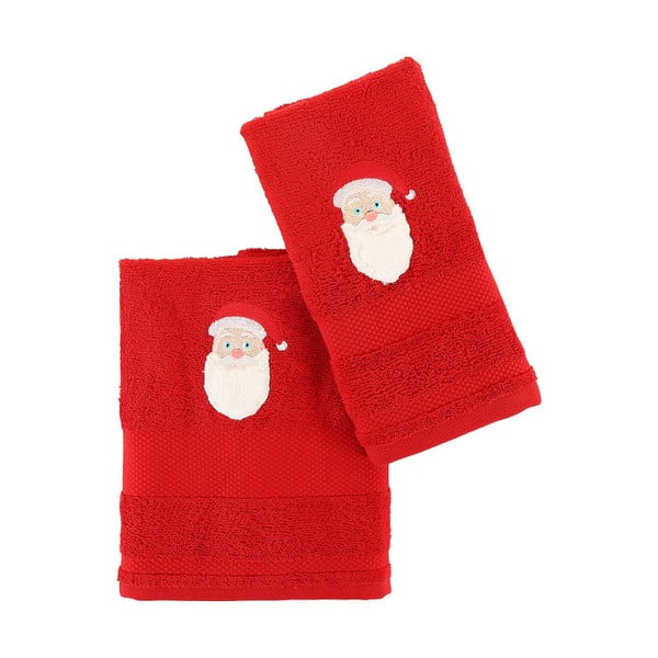 Sada 2 červených uterákov s vianočným motívom Santa Christmas