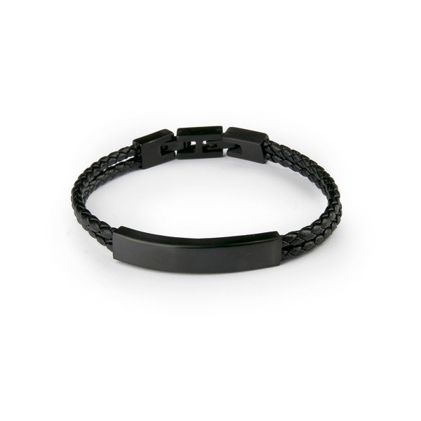 Pánsky čierny náramok z pravej kože Monomen Double Braid