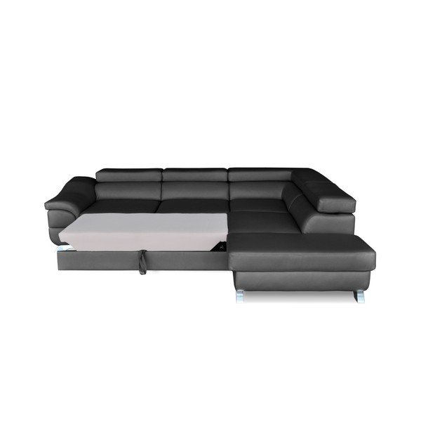 Tmavosivá rohová rozkladacia pohovka Windsor & Co. Sofas Omnikron, pravý roh-image-4